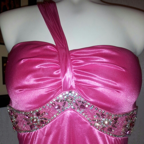 Cute Hot pink Long cocktail dress
