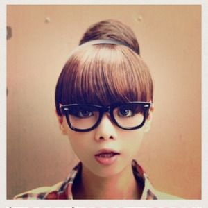 Straight Black bangs with headband attached.