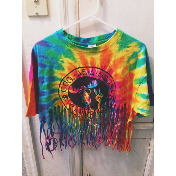 Cropped Tie Dye Fringe Top