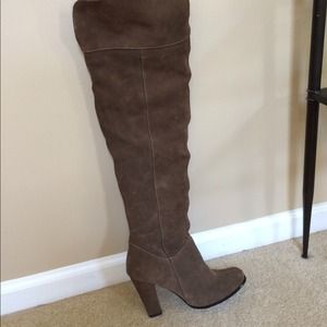 Restricted brown suede knee high boots