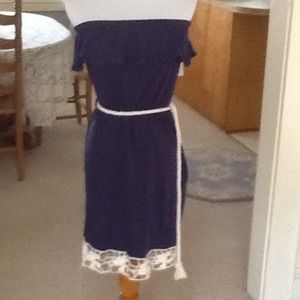 navy Blue Nautical Dress with ( ROPE TIE BELT) 🍦