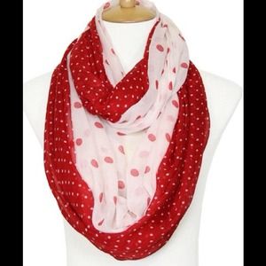 Candy Apple Red Polka Dot Infinity Scarf