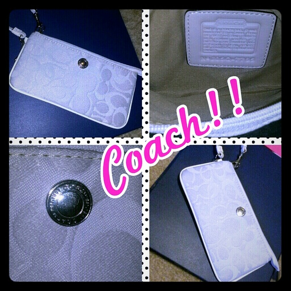Coach Handbags - Coach Wristlet Purse Wallet Small White Summer