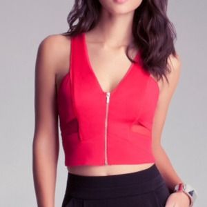 Bebe BLACK Zip Halter Top