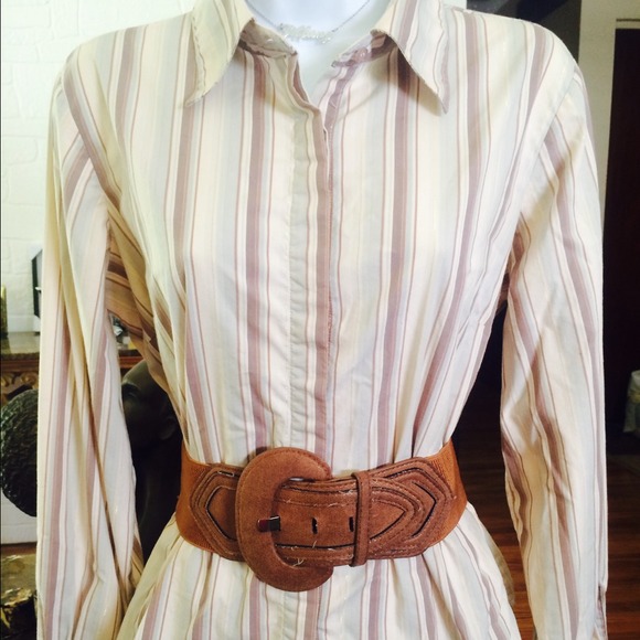 Cream and brown button down shirt
