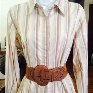 Cream and brown button down shirt