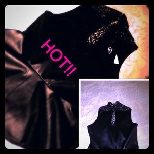 Forever 21 faux leather peplum top with lace.
