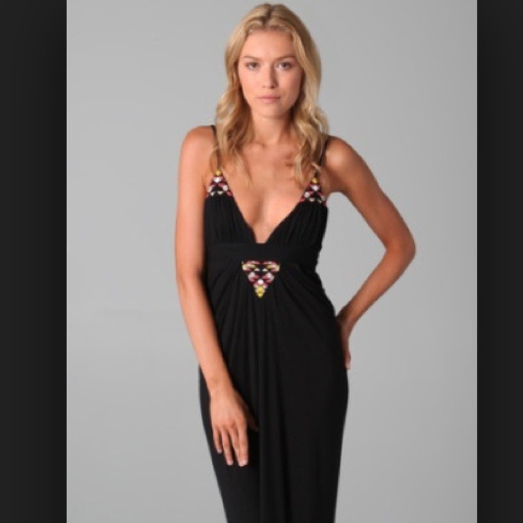 Mara hoffman black embroidered maxi dress