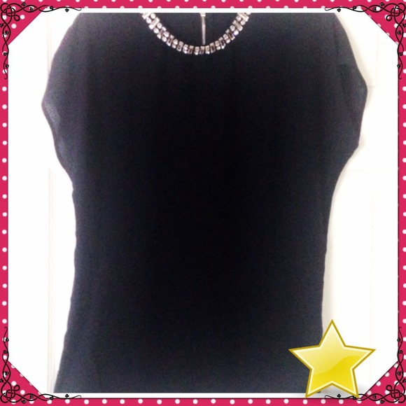 Forever 21 chiffon top with jeweled neckline.