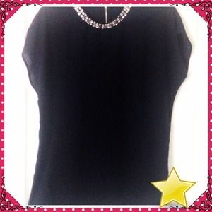 Forever 21 chiffon top with jeweled neckline.