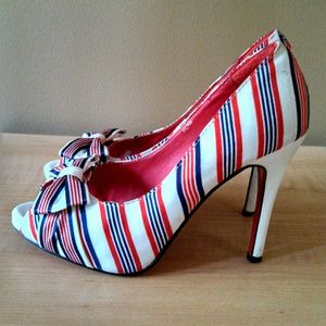 Red, white, blue heels