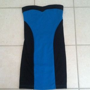 Blue and black body con dress