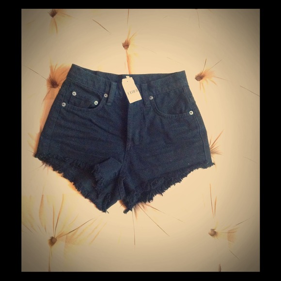 LF Carmar black denim cutoff high waist shorts