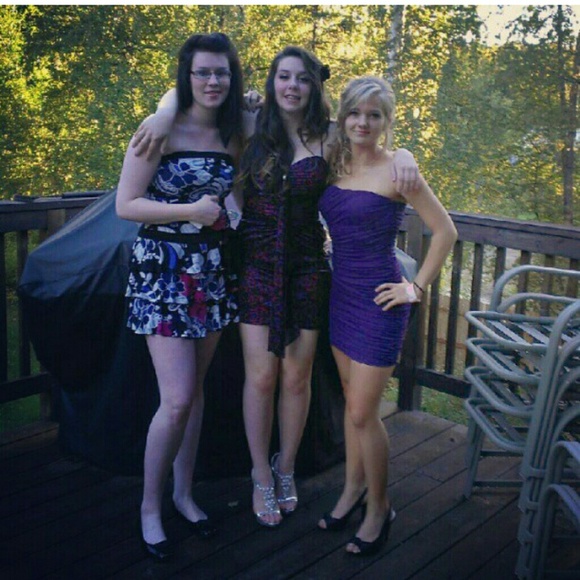 Tight purple sparkly dress