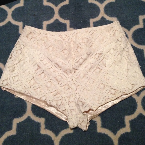 Cream laced shorts