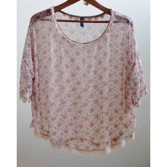Free People crochet trim top