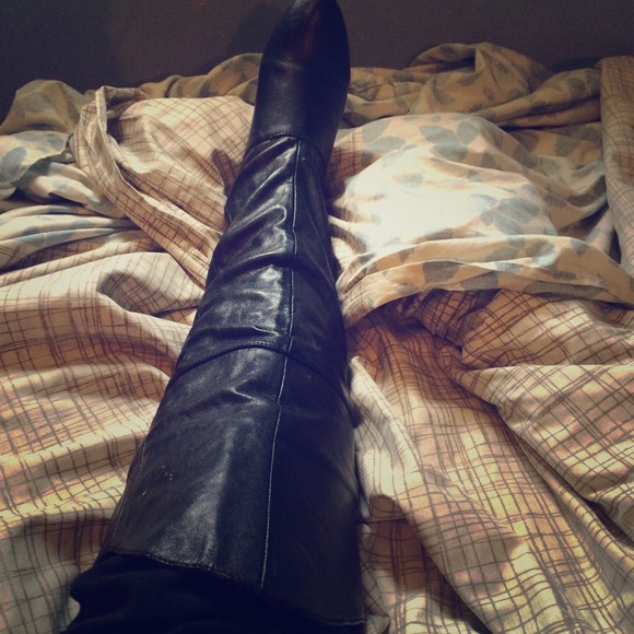Thigh high black boots
