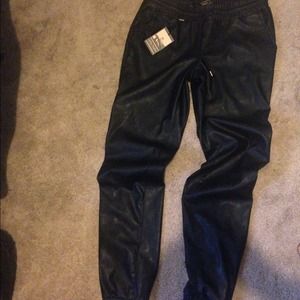 Leather sweat pants