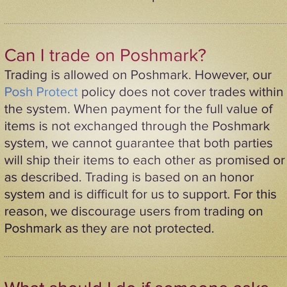 Trading IS ALLOWED ON POSH