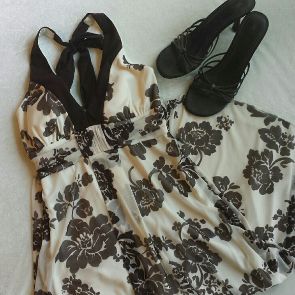*SOLD* Beautiful brown and cream high-low dress - Picture 2 of 4