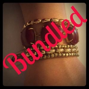 Fossil Maroon and Gold Beaded Bracelet