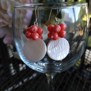 coral dangle earrings