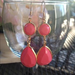 coral and gold dangle earrings