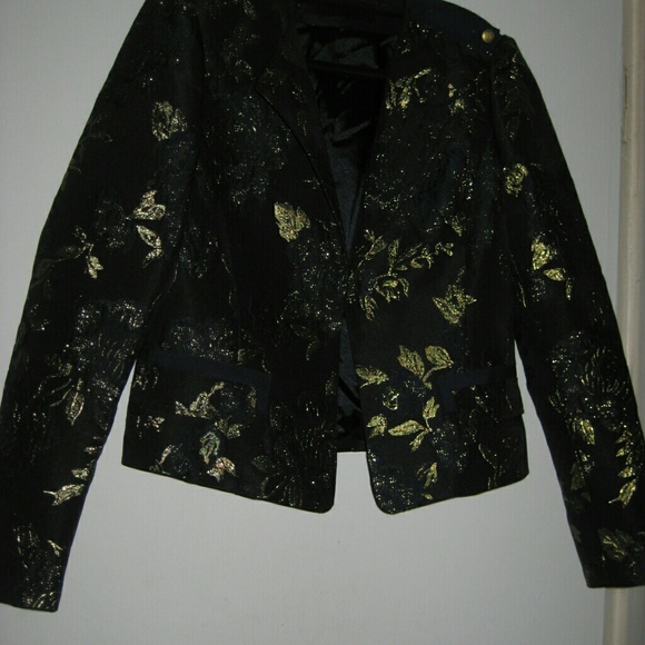 Elie Tahari Black & Gold Metallic Jacket, Sz. 8 US