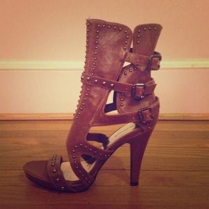 Butterscotch Studded Gladiator Pumps