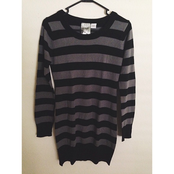 Long Black/Gray Striped Sweater