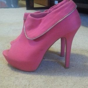 Neon pink high heels