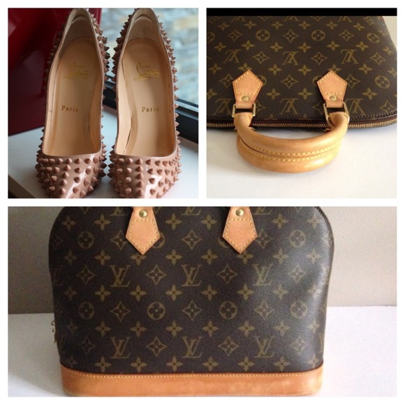 Authentic Lv bag and red bottom shoes
