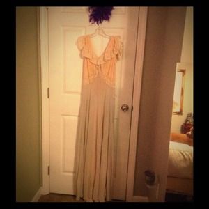 SOLD!!!!Long sheer silk vintage night gown