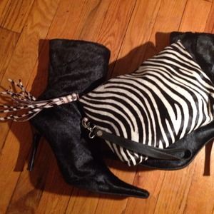 Pony hair zebra print clutch or wristlets