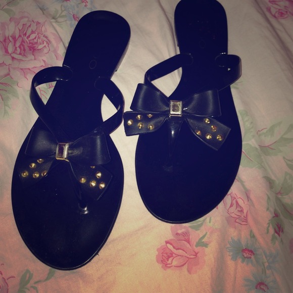 Black Studded Bow Sandals!