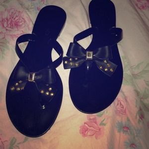 Black Studded Bow Sandals!