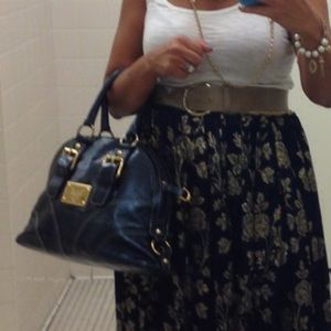 Gia italian purse in deep blue italian leather