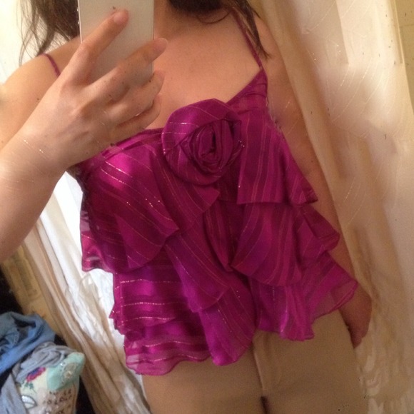 Rebecca Taylor tiered silk camisole with rose