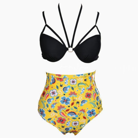 High Waisted Floral Bikini NWT