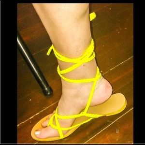 Neon Ankle Wrap Gladiator Sandals
