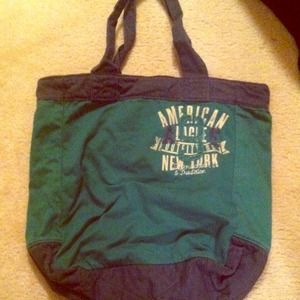 Dark green and navy blue American Eagle tote