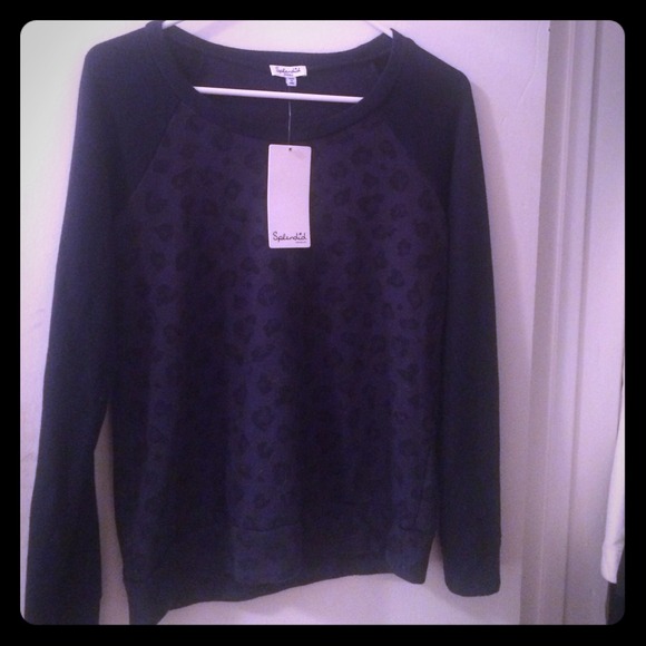 Splendid Blue Leopard Sweatshirt