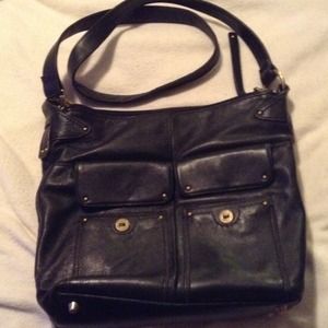 Black Leather stone mountain purse