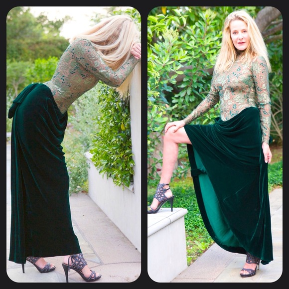 Vintage Bob Mackie Couturier Lace & Velvet Gown - Picture 3 of 4