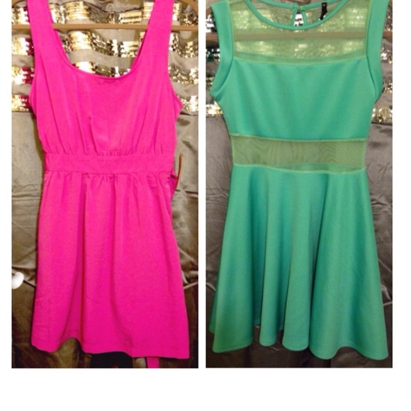 Mint Skater Dress & Hot Pink Forever21 Dress