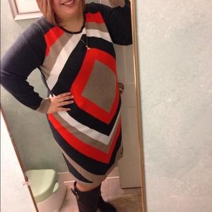 Bold geometric sweater dress!