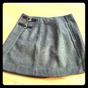 A.Byer Gray Wool Blend Buckle Skirt