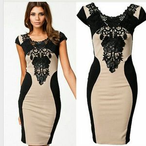 Sexy tan and black with lace detailing