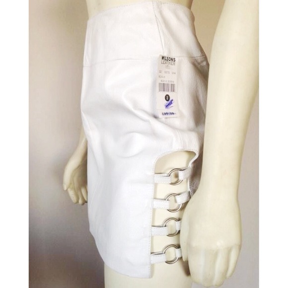Wilson's Leather White Skirt Side Cut Outs Grunge