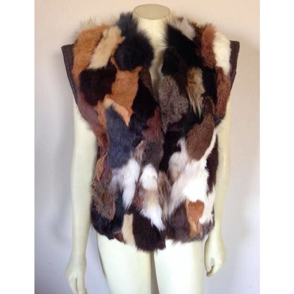 DYED FUR Leather Rabbit FOX Coyote HOBO Vest